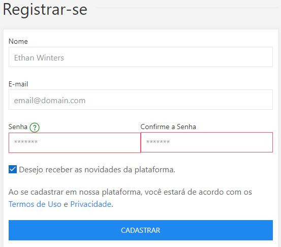 Criar uma nova conta na plataforma de cursos online.