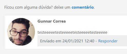Comentar uma aula do curso.